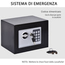 Cassaforte a Mobile Elettroinica a Batteria 23x17x17 cm in Acciaio Nera