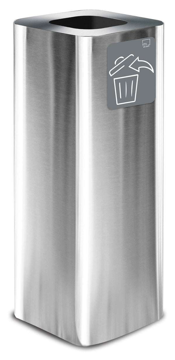 prezzo Pattumiera Per Raccolta Rifiuti 30x30xh80 cm In Acciaio Inox con Pittogramma Magnetico Argento
