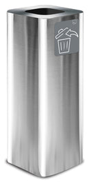 Pattumiera Per Raccolta Rifiuti 30x30xh80 cm In Acciaio Inox con Pittogramma Magnetico Argento