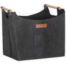 Borsa Portalegna da Interno con Manici in Legno 45x32x40 cm in Feltro Grigio Scuro       