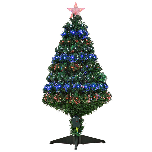 Künstlicher Weihnachtsbaum 90 cm 90 Zweige mit LED-Lichtern und grüner Glasfaser prezzo