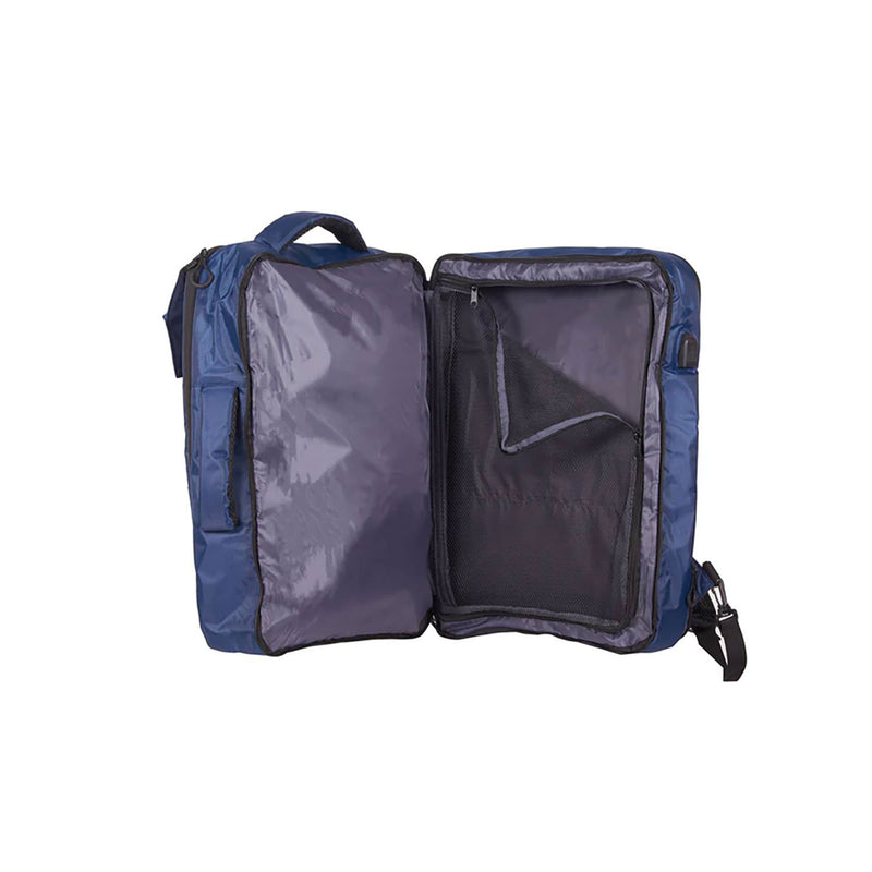 Zaino Cabin Size in Poliestere Impermeabile Cerniera Antifurto e Porta USB Ravizzoni Lima Blu 