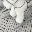 Cavallo a Dondolo in Peluche e Legno con Orsetto e Suoni Bianco