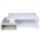 Tavolino da Salotto Design Moderno 106,5x60x34,5 cm in MDF Bianco e Cemento  