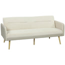 Divano Letto 3 Posti 185x84x83 cm con Schienale Reclinabile e Rivestimento Effetto Velluto Beige      