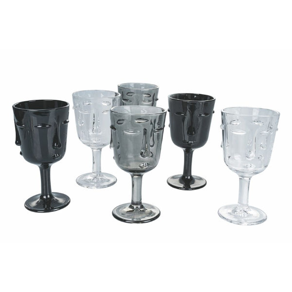 Set mit 6 Vis à Vis Stones Gläsern in Villa d'Este Home Tivoli Schwarzgraues transparentes Glas online