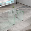Tavolino da Salotto in Vetro Temperato Design Monoblocco Moderno 50x40x45 cm  