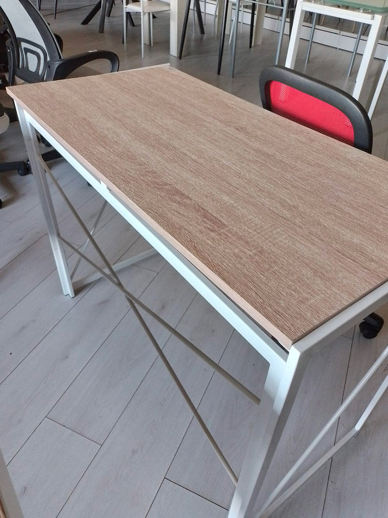 Scrivania Pieghevole 100x50x75 cm in Metallo e Truciolare Motti Lolie Bianca
