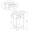 Comodino Sirius bianco con cassetto e gamba in metallo nero destro