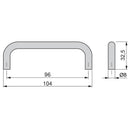 Maniglie per Mobile 8 mm Interasse 96 mm Acciaio Cromo Opaco 20 Pezzi Emuca