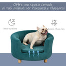 Divano per Cani Imbottito 65x64x37 cm in Tessuto Vellutato Verde