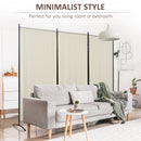 Paravento Separè 3 Pannelli 253x50x182 cm in Metallo e Poliestere Beige