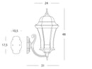 Lampada Applique in Alto Colore Nero e Verde per Esterno Linea Curvata Sovil