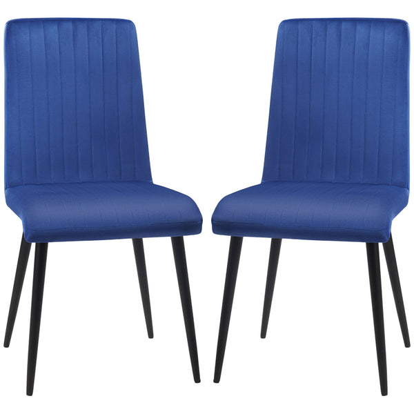 sconto Set 2 Sedie Imbottite 43x58x90 cm in Tessuto Blu