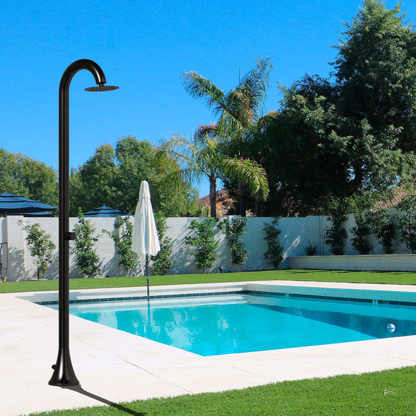 Doccia da Giardino ad Acqua Fredda in Acciaio Inox Soffione Rotondo Sined Luna TMP Nero sconto