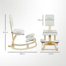Sedia Ergonomica Inginocchiatoio con Schienale 51x84x93 cm in Legno di Betulla e Cuscini Crema  