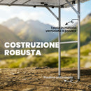 Tavolo da Campeggio Pieghevole 120x60x74 cm a 2 Altezze con Maniglia in HDPE Bianco      