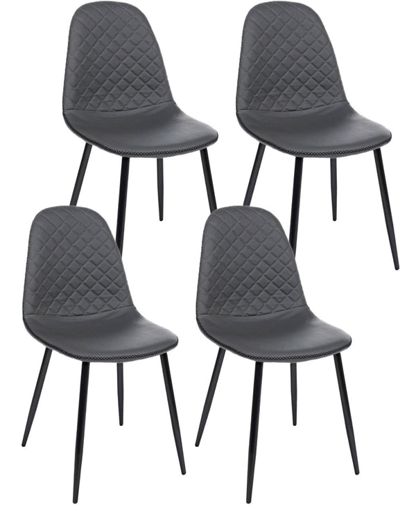 Set 4 Sedie 45x54x87 cm Amanda in Ecopelle Grigio sconto