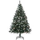 Albero di Natale Artificiale Innevato 150 cm 676 Rami con Pigne Apertura Automatica Verde