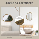Specchio da Parete Moderno con Bordi Irregolari per Camera e Ingresso 80x60 cm Cornice in Legno 