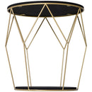 Tavolino da Soggiorno Contenitore in Metallo Ø45x48 cm  Nero e Oro
