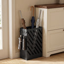 Portaombrelli 28x14x41 cm con 4 Ganci e Vaschetta Raccogligocce Estraibile in Acciaio Zincato Nero      