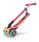 Monopattino 3 Ruote a LED Pieghevole 3 Altezze Max 50 Kg Globber Primo Foldable Wood Rosso