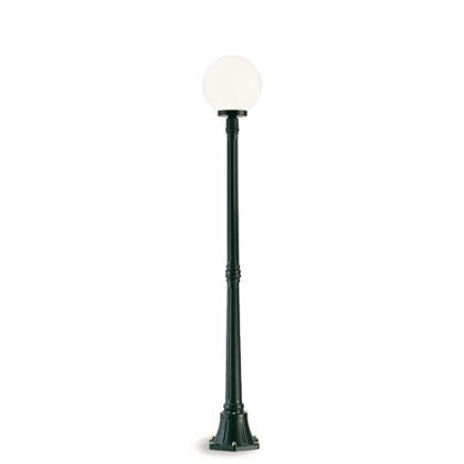 sconto Mittelgroße Stangenlampe für den Garten, schwarze Farbe, Durchmesser 25 cm, für die Outdoor-Linie Livos Sphere
