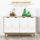 Mobile Contenitore 120x35x77.4 cm con 2 Armadietti a Ripiani Regolabili in Legno di Pino e Bianco      
