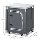 Mobile da Campeggio 2 Mensole 60x49x70 cm in Alluminio e Tessuto Oxford Grigio