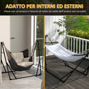 Amaca con Supporto max 120kg 263x89x100 cm in Metallo Borsa Incluse Nero e Bianco