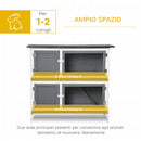 Conigliera per Interno e Esterno a 2 Piani  100x47x91 cm con Tetto in Bitume in Legno di Abete Grigia