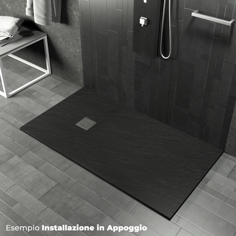 Piatto Doccia in Pietra  Pedrinelli Ardesia Stone Side Grigio Antracite Varie Misure