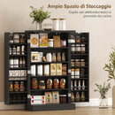 Armadio da Cucina 60x30x104 cm con 5 Ripiani Centrali e 2 Ripiani Laterali a 6 Livelli in MDF Nero      