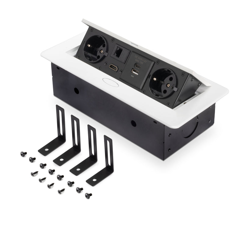 Multipresa Atom per Scrivania in Alluminio e Plastica Emuca Bianco