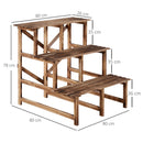 Scaletta Fioriera Portavasi da Giardino a 3 Ripiani in Legno di Abete 80x80x80 cm 