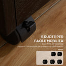 Cassettiera Portadocumenti 39,2x40x65,4 cm Cassetti con Chiavi di Sicurezza e 5 Ruote in MDF Nero  