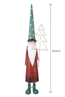 Statuina Babbo Natale con Alberto Led 94 cm in Metallo