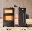 Stufa a Gas ed Elettrica Pieghevole 4,2 kW 42x45x75 cm con Sensore ODS e Protezione Antiribaltamento in Metallo Nero      
