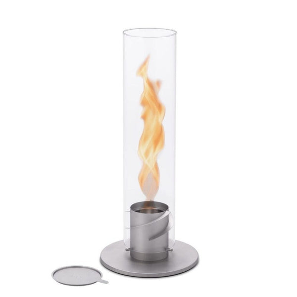 acquista Ø12x54 cm Bioethanol-Tischlampe aus grauem Edelstahl