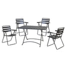 Set Tavolo + 4 Sedie Pieghevoli in Acciaio Verniciato Antracite Salotto Mery