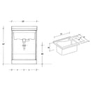 Mobile Lavatoio 63x60x87 cm 2 Ante Asse in Legno Montegrappa Acqua Edilla Bianco
