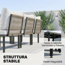 Set 6 Pezzi Mobili da Giardino Divano Angolare Poltrone con Cuscini e Tavolino in Metallo Grigio Chiaro      