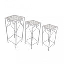 Set 3 Fioriere Vincent in Acciaio Bianco Antico