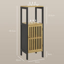 Mobiletto Bagno con Ripiano Aperto e Armadietto 32x30x90,5 cm in MDF e Bambù Nero e Color Legno