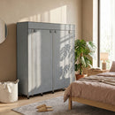 Armadio Portatile 166x42,5x167 cm con Ruote 10 Scomparti e 2 Barre Appendiabiti in Tessuto non Tessuto e Acciaio Grigio Scuro      