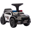 Macchina Cavalcabile Polizia per Bambini 18-36 Mesi 65x29,5x36 cm a Spinta Manuale con Musica e Vano Sottosedile in PP Nero      