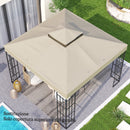 Copertura per Gazebo da Giardino 300x 300 cm Tetto Sostitutivo UPF30+ a 2 Livelli in Poliestere Crema    