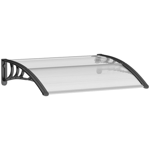 Pensilina da Esterni Impermeabile e Anti-UV 75x100x23 cm in PC PP e Alluminio Trasparente e Nero acquista
