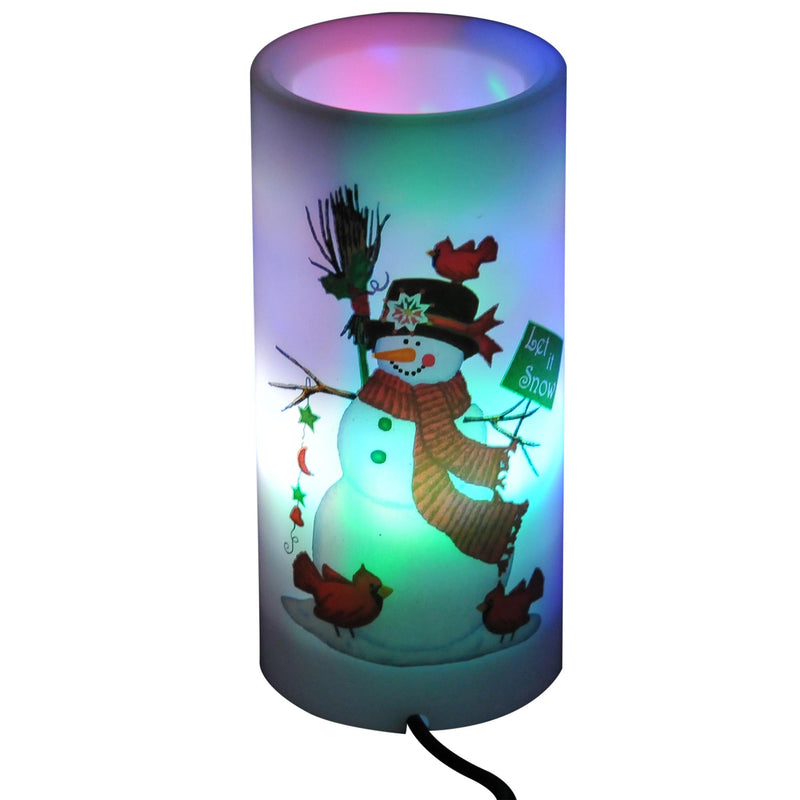 Candela di Natale LED con Proiettore 4 Effetti di Luce Bianco Ø7x15 cm 